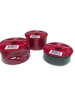 Holiday Style Decorative Ribbon 3 Pack Red Green Gift Wrapping Bows